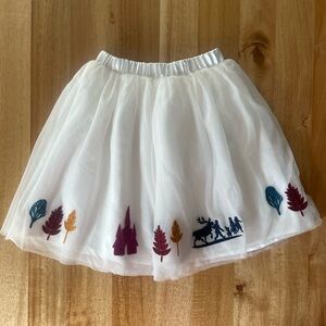Hanna Andersson x Frozen White Tulle Skirt with Embroidered Design